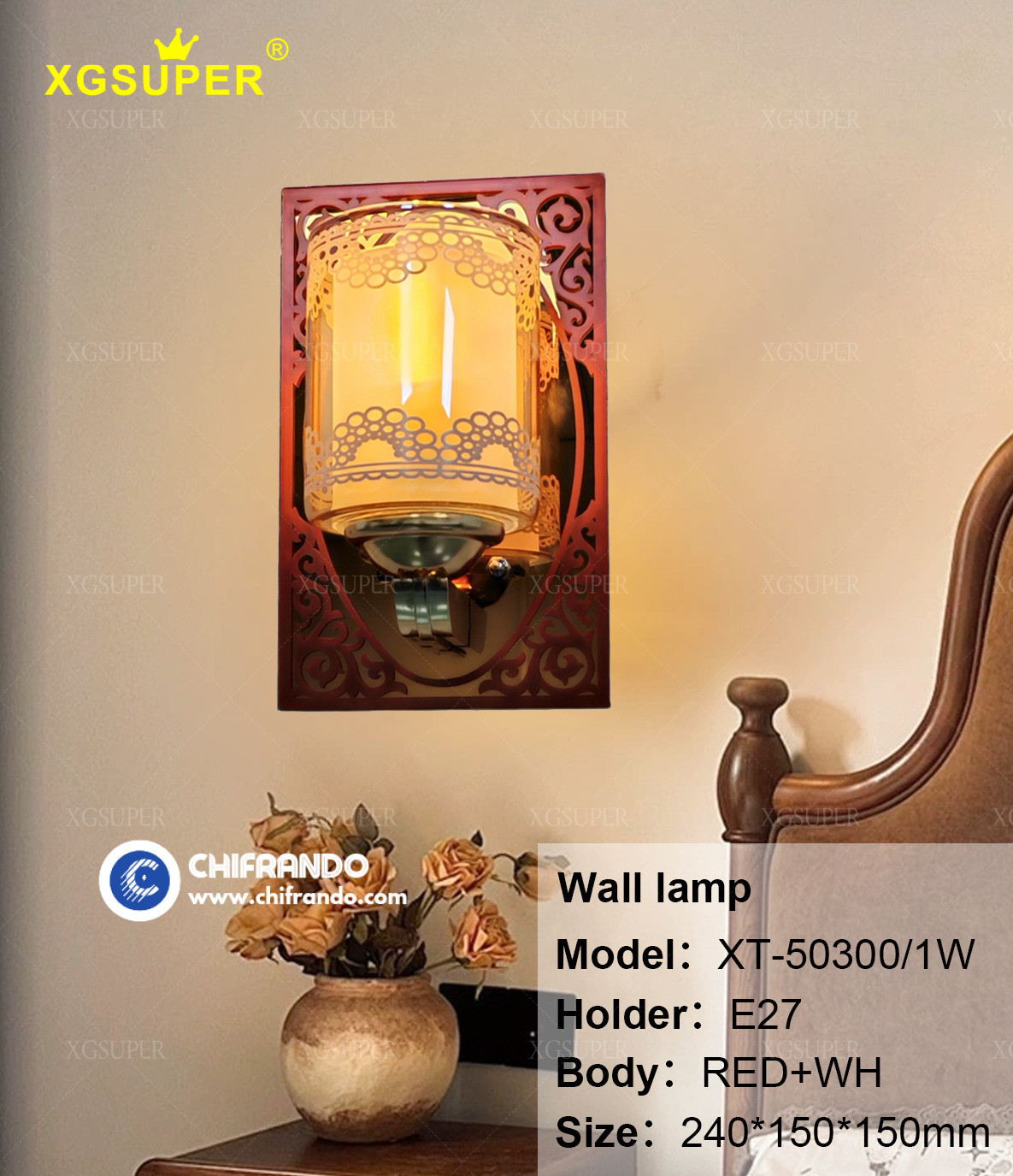 Decorative Indoor Mirror Wall Light E27 Screw Bulb